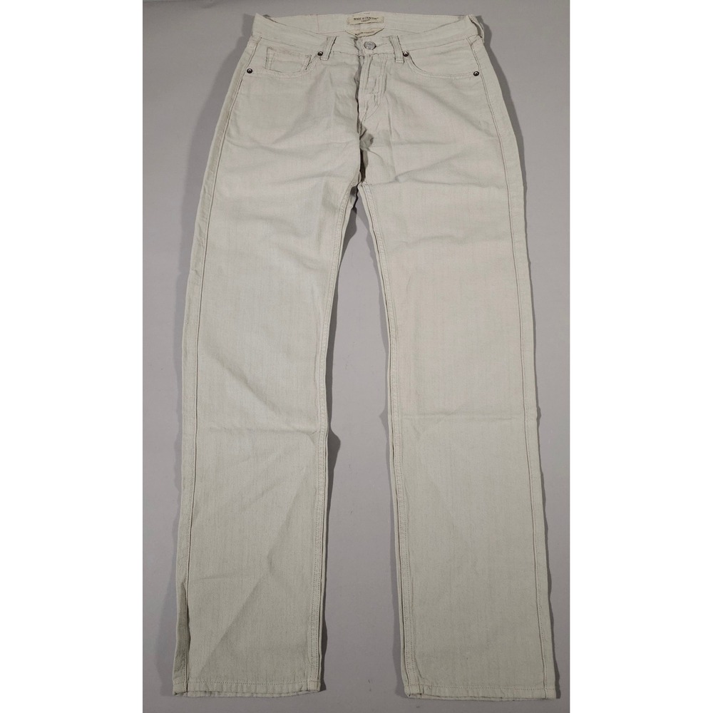 Levi's Made & Crafted Jeans Mens 30x34 Beige Ruler Straight Button Fly Denim
